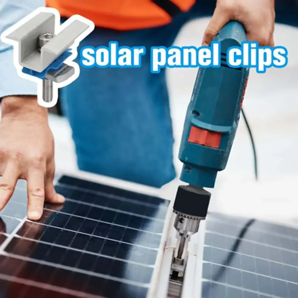 10 Pcs Adjustable Solar Panel Mounting Brackets Aluminum Support Clips for Roof
